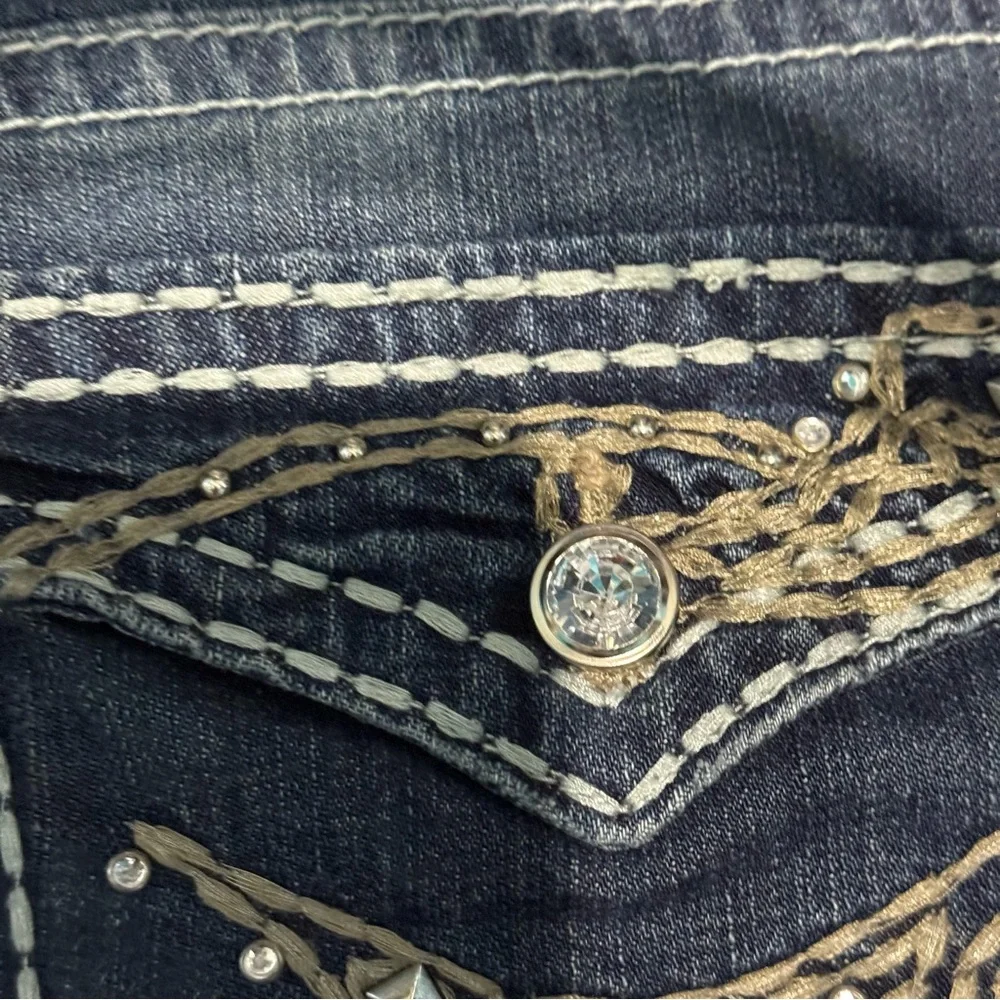 A.N.A A New Approach Classic Denim Women's Boot Cut Jeans Bejeweled Buttons 22W - Picture 15 of 16